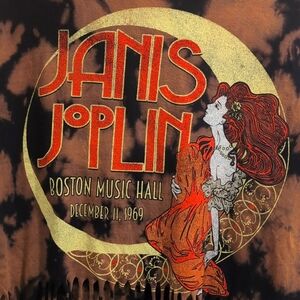 Janis Joplin rocker tie dye Tee Shirt with Fringe